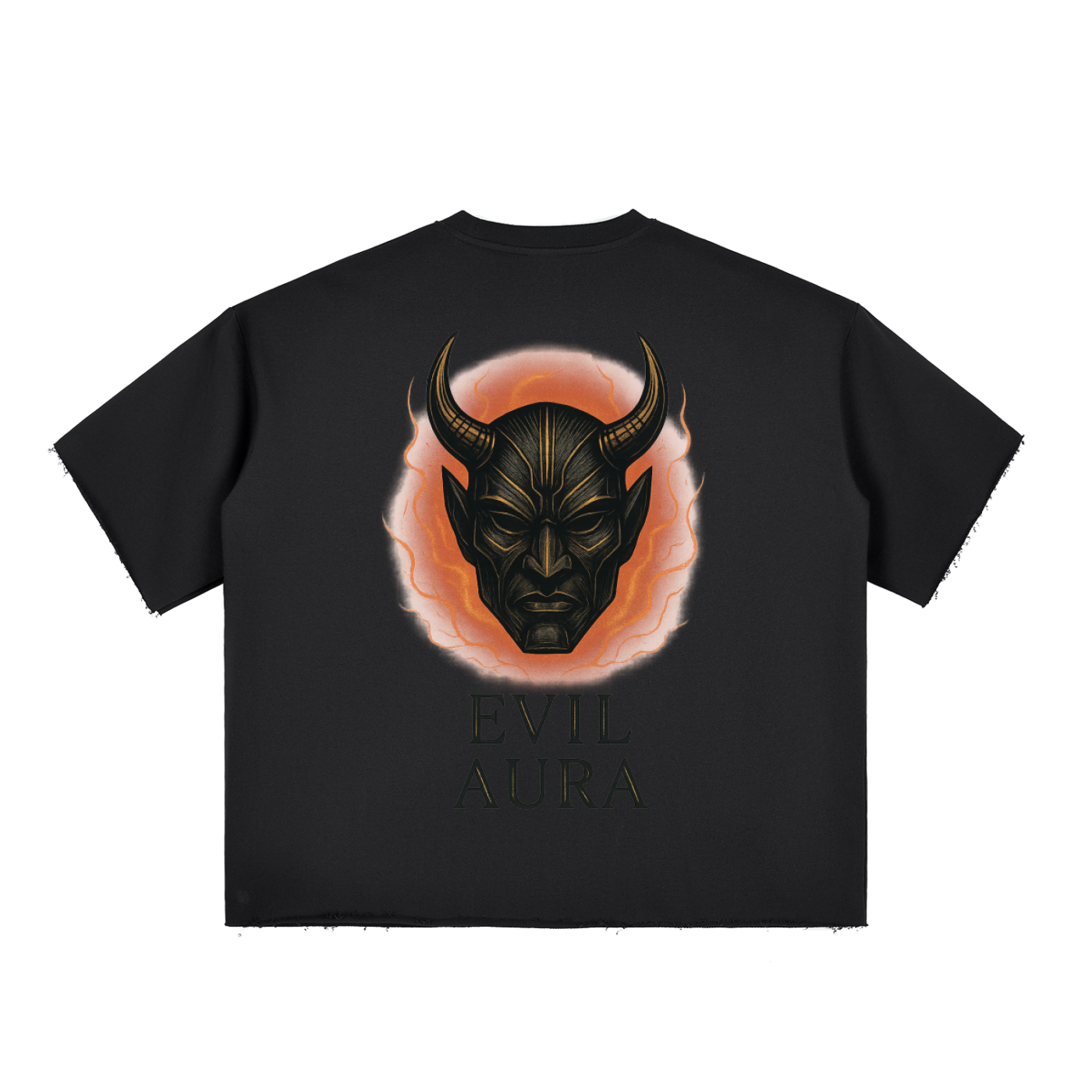 Boxy Half-Sleeve Raw-Edge T-Shirt